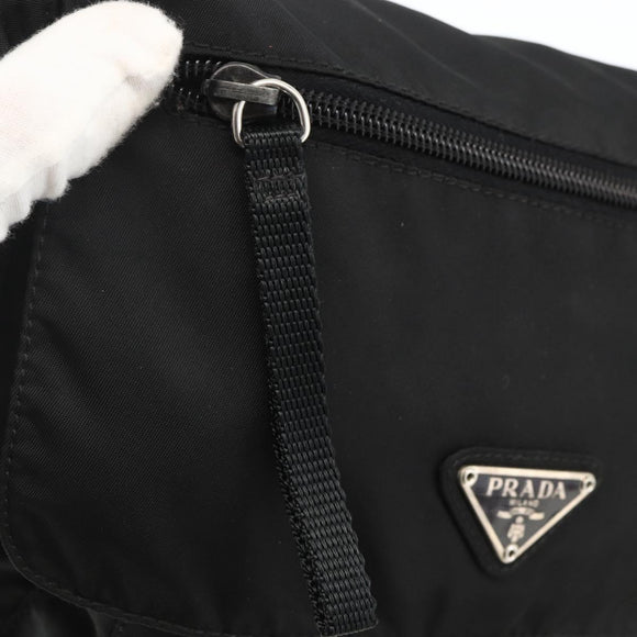 PRADA Shoulder Bag Nylon Black Silver Auth fm5260