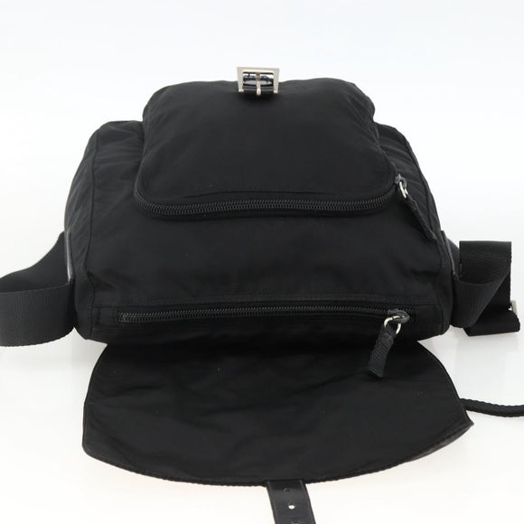 PRADA Shoulder Bag Nylon Black Silver Auth fm5260