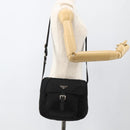 PRADA Shoulder Bag Nylon Black Silver Auth fm5260-29