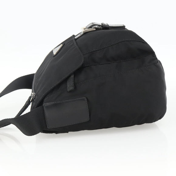 PRADA Shoulder Bag Nylon Black Silver Auth fm5260