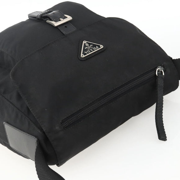 PRADA Shoulder Bag Nylon Black Silver Auth fm5260