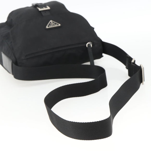 PRADA Shoulder Bag Nylon Black Silver Auth fm5260