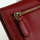 PRADA Lange portemonnee Safiano leer Rood Goud Origineel fm5264-17