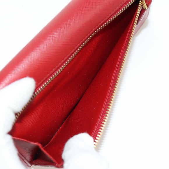 PRADA Lange portemonnee Safiano leer Rood Goud Origineel fm5264