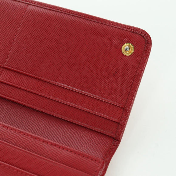 PRADA Lange portemonnee Safiano leer Rood Goud Origineel fm5264