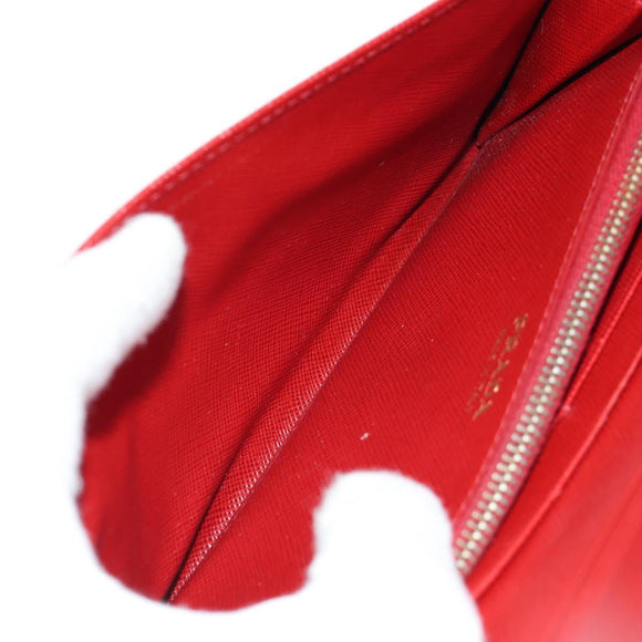 PRADA Lange portemonnee Safiano leer Rood Goud Origineel fm5264