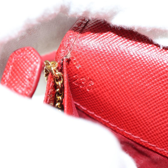 PRADA Lange portemonnee Safiano leer Rood Goud Origineel fm5264