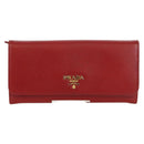 PRADA Lange portemonnee Safiano leer Rood Goud Origineel fm5264-13