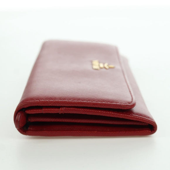 PRADA Lange portemonnee Safiano leer Rood Goud Origineel fm5264