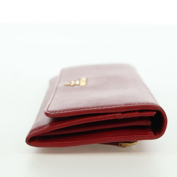 PRADA Lange portemonnee Safiano leer Rood Goud Origineel fm5264