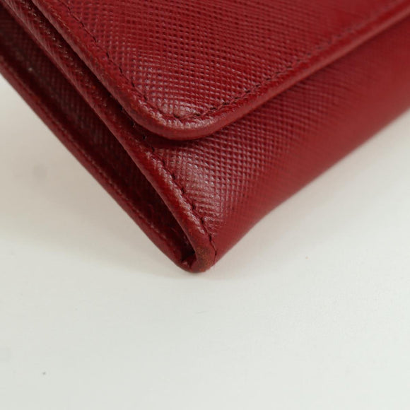 PRADA Lange portemonnee Safiano leer Rood Goud Origineel fm5264