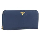 PRADA Long Wallet Safiano leather Navy Gold Auth fm5265-1