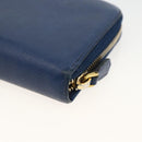 PRADA Long Wallet Safiano leather Navy Gold Auth fm5265-15