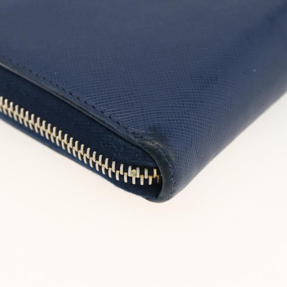 PRADA Long Wallet Safiano leather Navy Gold Auth fm5265