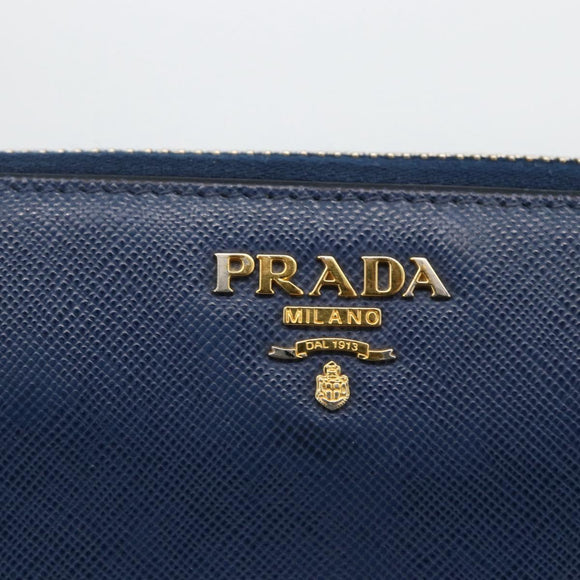 PRADA Long Wallet Safiano leather Navy Gold Auth fm5265