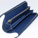 PRADA Long Wallet Safiano leather Navy Gold Auth fm5265-9