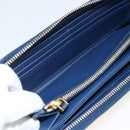 PRADA Long Wallet Safiano leather Navy Gold Auth fm5265-10