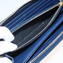 PRADA Long Wallet Safiano leather Navy Gold Auth fm5265-11
