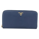 PRADA Long Wallet Safiano leather Navy Gold Auth fm5265-13