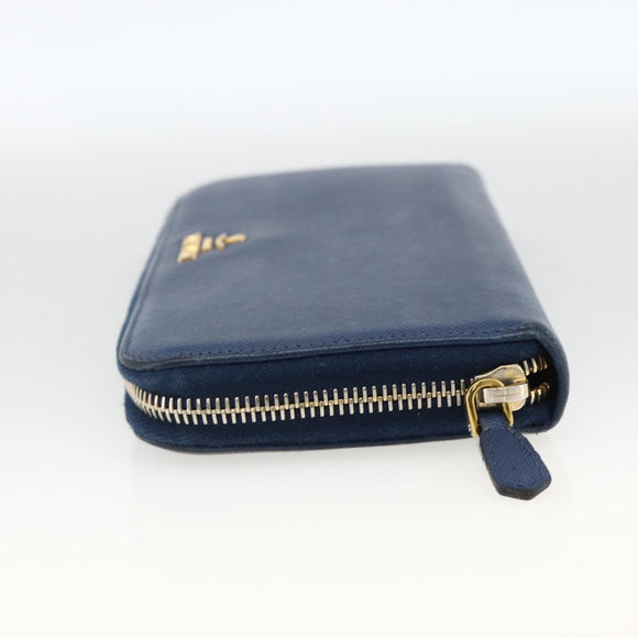 PRADA Long Wallet Safiano leather Navy Gold Auth fm5265
