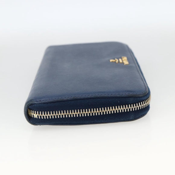 PRADA Long Wallet Safiano leather Navy Gold Auth fm5265