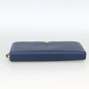 PRADA Long Wallet Safiano leather Navy Gold Auth fm5265-6