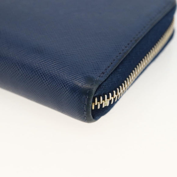 PRADA Long Wallet Safiano leather Navy Gold Auth fm5265