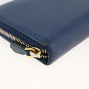 PRADA Long Wallet Safiano leather Navy Gold Auth fm5265-14