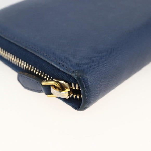 PRADA Long Wallet Safiano leather Navy Gold Auth fm5265