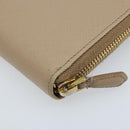 PRADA Ribbon Long Wallet Safiano leather Beige Gold Auth fm5266-15