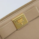 PRADA Ribbon Long Wallet Safiano leather Beige Gold Auth fm5266-17