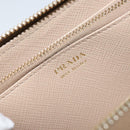 PRADA Ribbon Long Wallet Safiano leather Beige Gold Auth fm5266-18