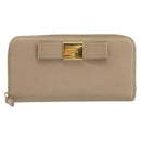 PRADA Ribbon Long Wallet Safiano leather Beige Gold Auth fm5266-13