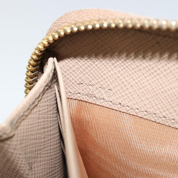 PRADA Ribbon Long Wallet Safiano leather Beige Gold Auth fm5266
