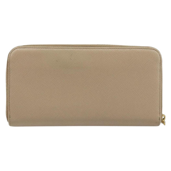 PRADA Ribbon Long Wallet Safiano leather Beige Gold Auth fm5266