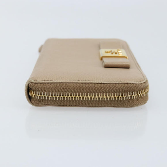 PRADA Ribbon Long Wallet Safiano leather Beige Gold Auth fm5266