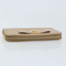 PRADA Ribbon Long Wallet Safiano leather Beige Gold Auth fm5266-5