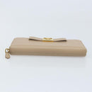 PRADA Ribbon Long Wallet Safiano leather Beige Gold Auth fm5266-6