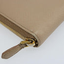 PRADA Ribbon Long Wallet Safiano leather Beige Gold Auth fm5266-14
