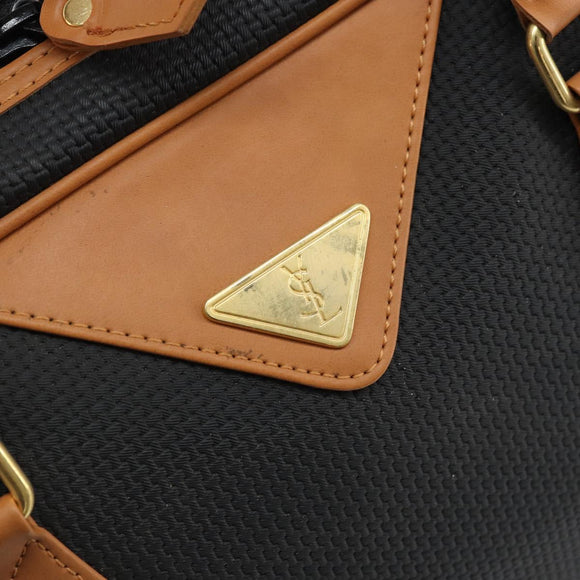 SAINT LAURENT Hand Bag PVC Canvas Black Gold Auth fm5269