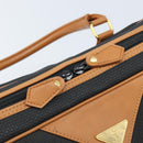 SAINT LAURENT Hand Bag PVC Canvas Black Gold Auth fm5269-10