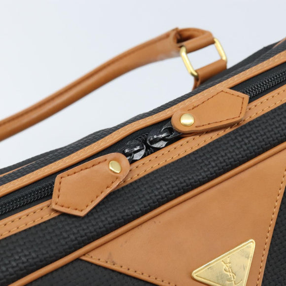 SAINT LAURENT Hand Bag PVC Canvas Black Gold Auth fm5269