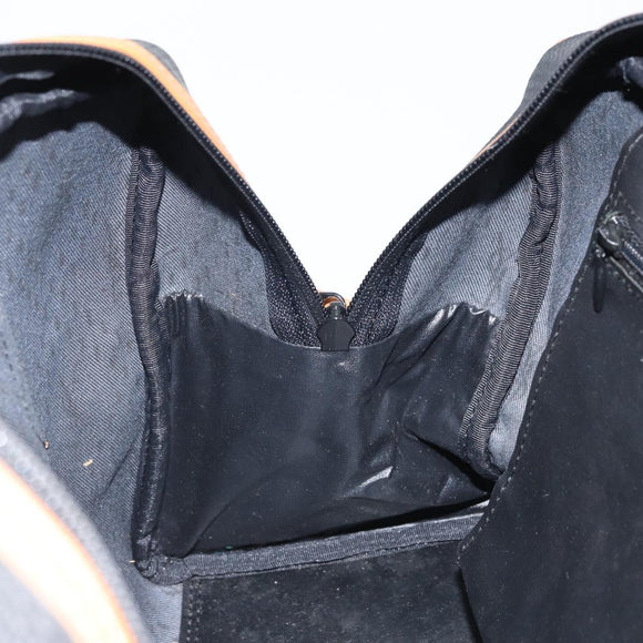 SAINT LAURENT Hand Bag PVC Canvas Black Gold Auth fm5269