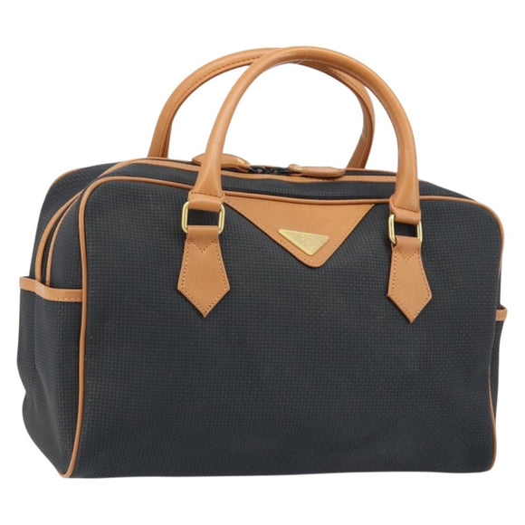 SAINT LAURENT Hand Bag PVC Canvas Black Gold Auth fm5269