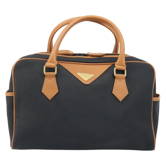 SAINT LAURENT Hand Bag PVC Canvas Black Gold Auth fm5269