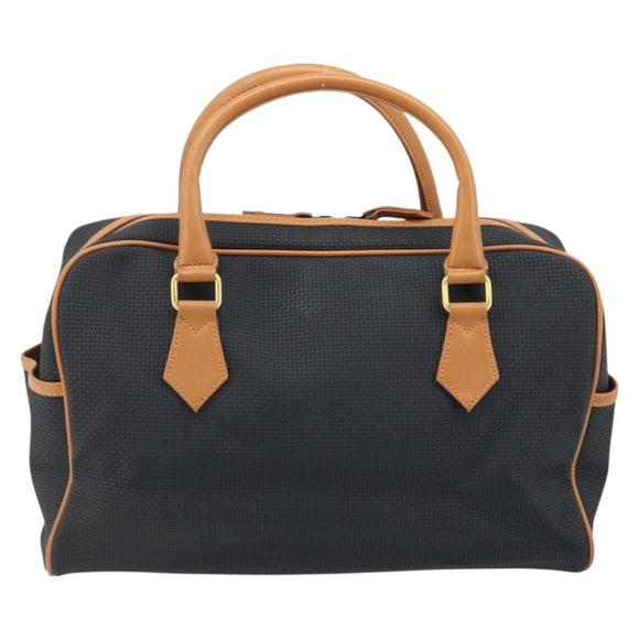 SAINT LAURENT Hand Bag PVC Canvas Black Gold Auth fm5269