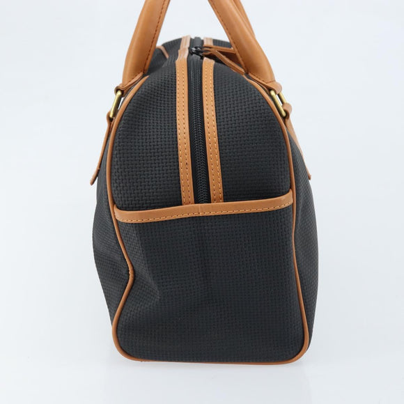 SAINT LAURENT Hand Bag PVC Canvas Black Gold Auth fm5269