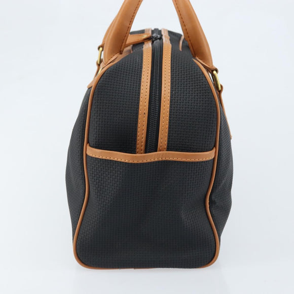 SAINT LAURENT Hand Bag PVC Canvas Black Gold Auth fm5269