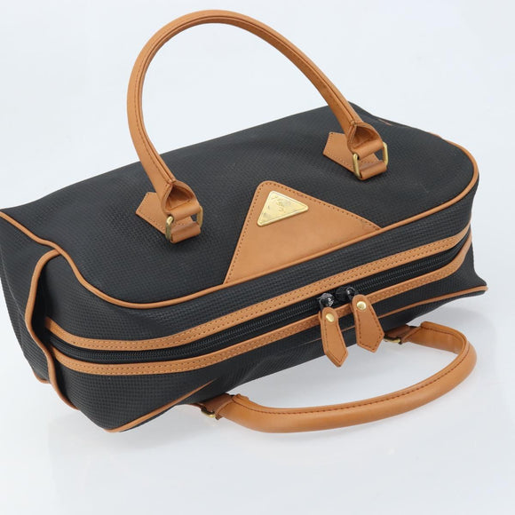 SAINT LAURENT Hand Bag PVC Canvas Black Gold Auth fm5269