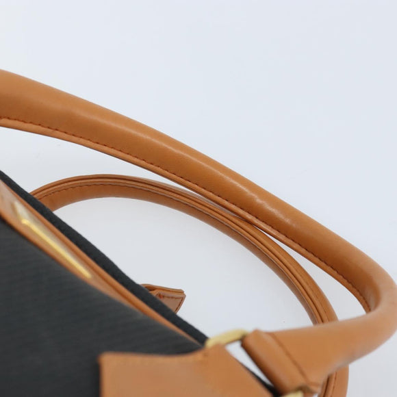 SAINT LAURENT Hand Bag PVC Canvas Black Gold Auth fm5269